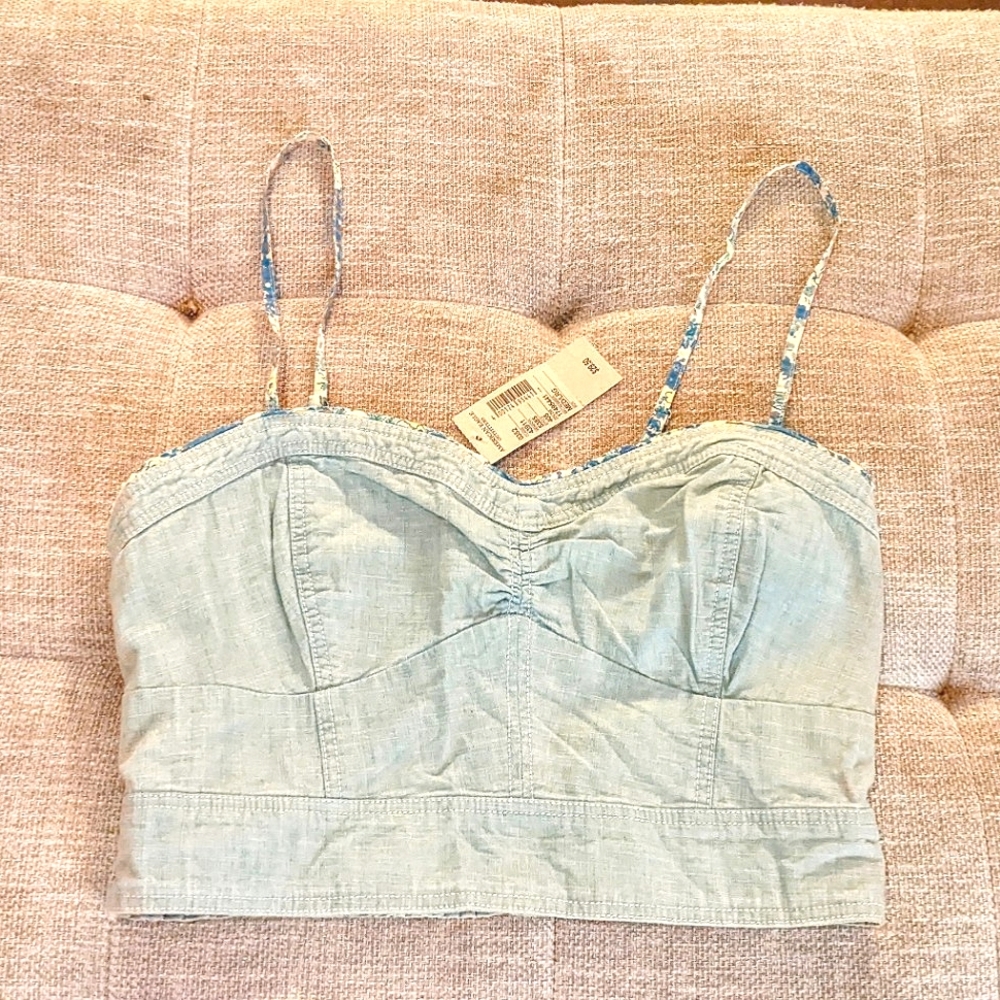 *NWT & VINTAGE!* American Eagle, (M) Reversible Bustier Crop Top- Light Denim
